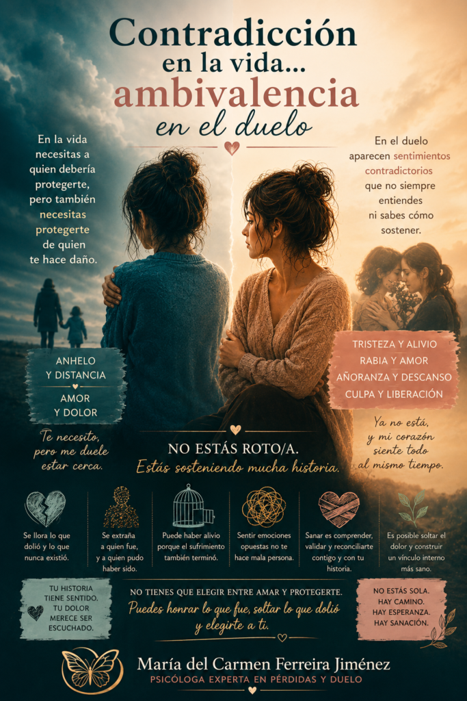 Cuando el amor y el daño vienen del mismo lugar: la contradicción emocional en el duelo